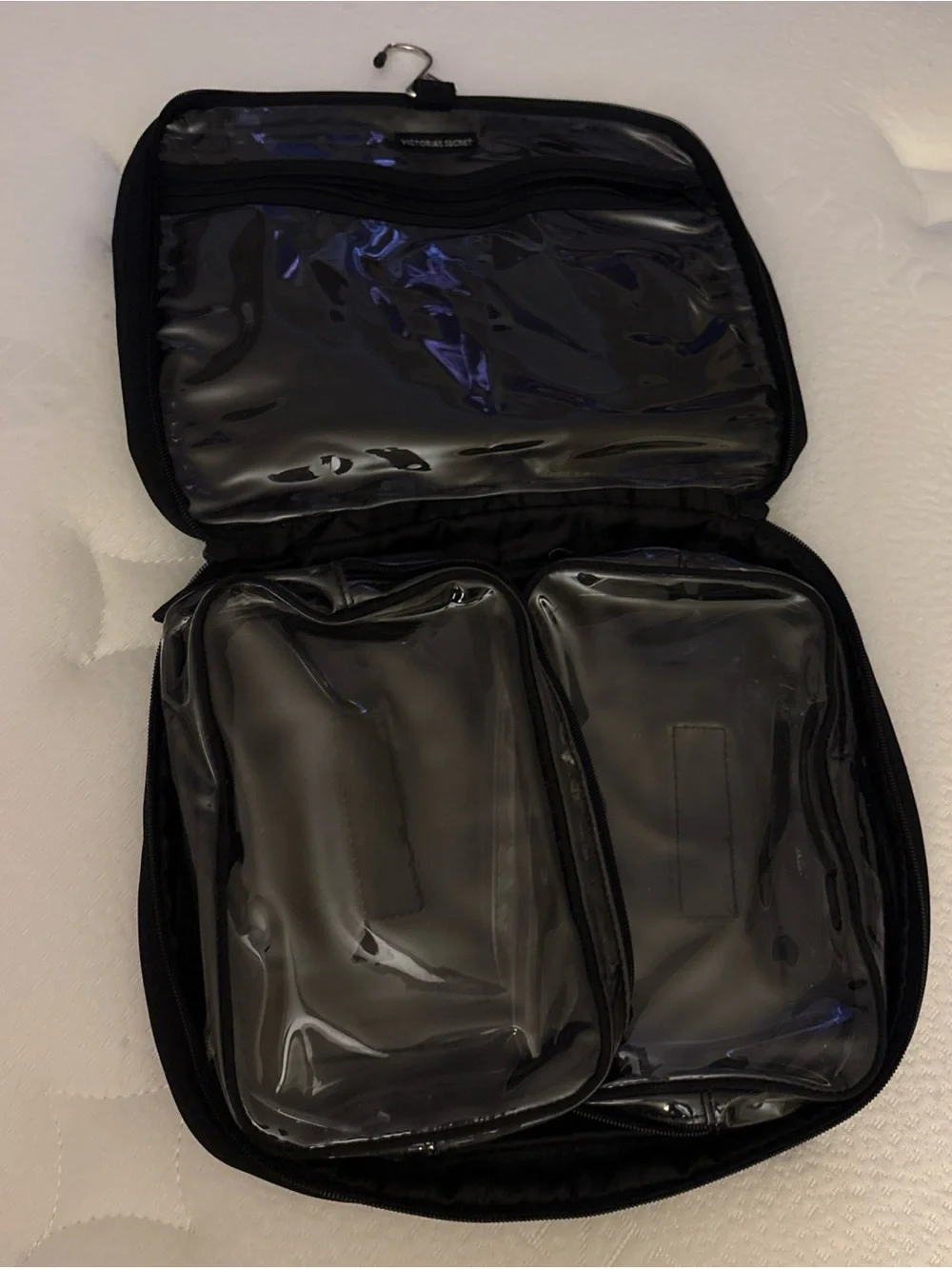 Victoria's Secret Travel Hanging Toiletry Bag Black Waterproof Case